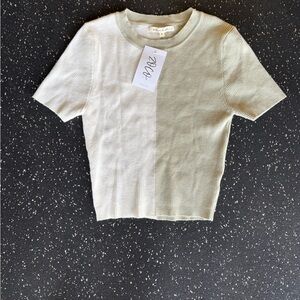 Two-Tone Ribbed Knit Top